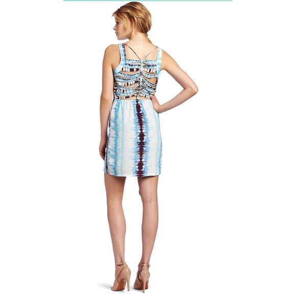 Charlie Jade Silk Ladder Back Marlow Dress in Blue Tie Dye Print Size Small - Picture 3 of 16